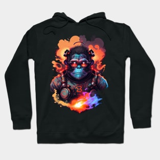 Cyberpunk Ape Portrait Sci-Fi Galactic Ape Explorer Hoodie